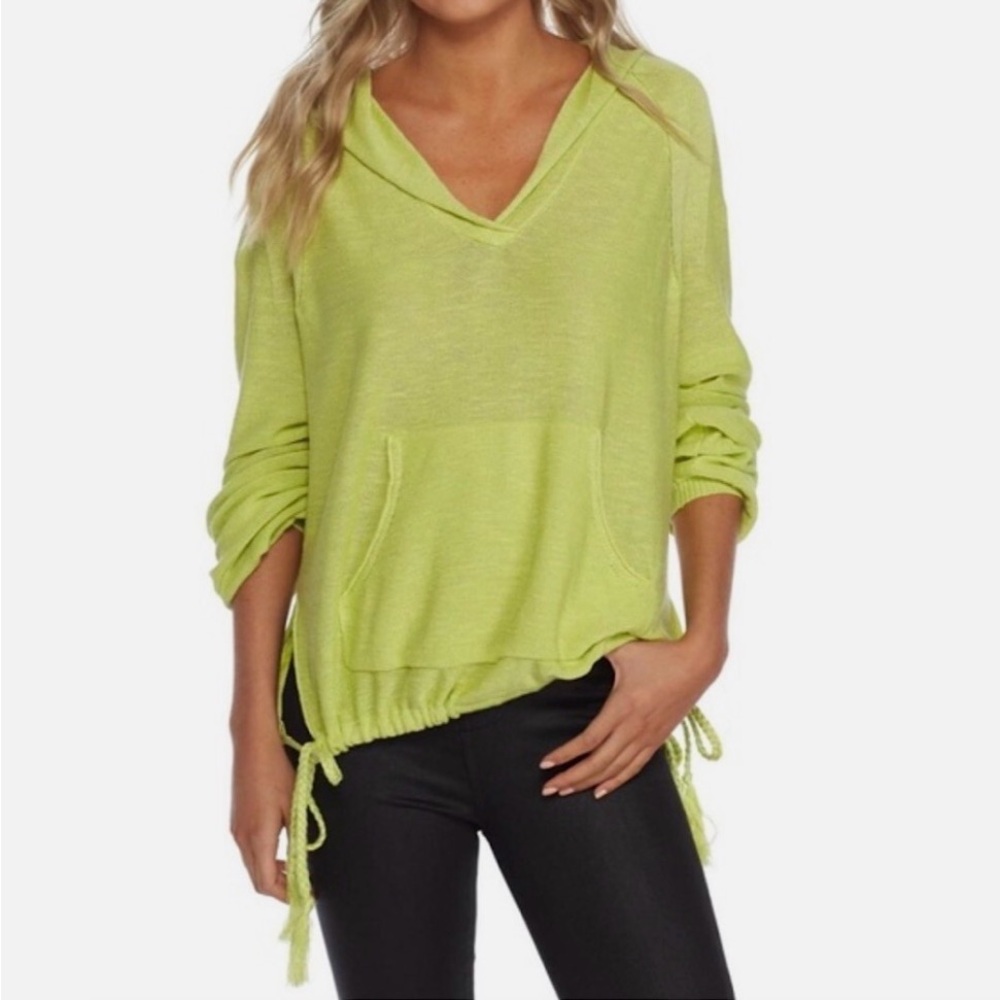 Free People Neon Lime Knit Hoodie